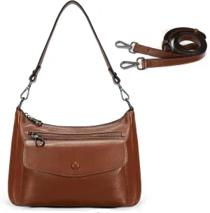 YALUXE Women’s Real Cowhide Leather Shoulder Bag Trendy Handbag Purse