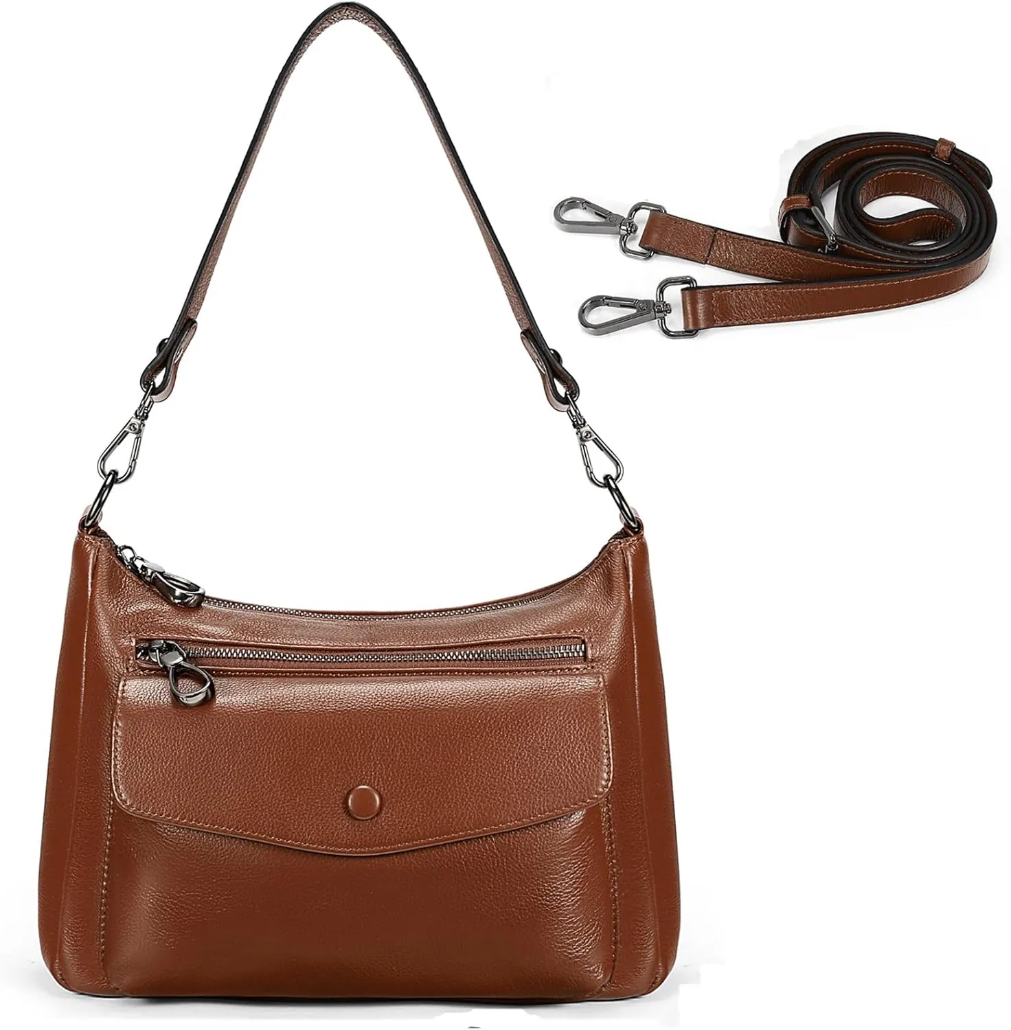 YALUXE Women’s Real Cowhide Leather Shoulder Bag Trendy Handbag Purse