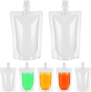 YARNOW Plastic Drinking Pouch 50 Pcs Plastic Flasks 3.5 Oz Plastic Flask Bags Plastic Drink Bag with Spout for Milk Beverage Tea