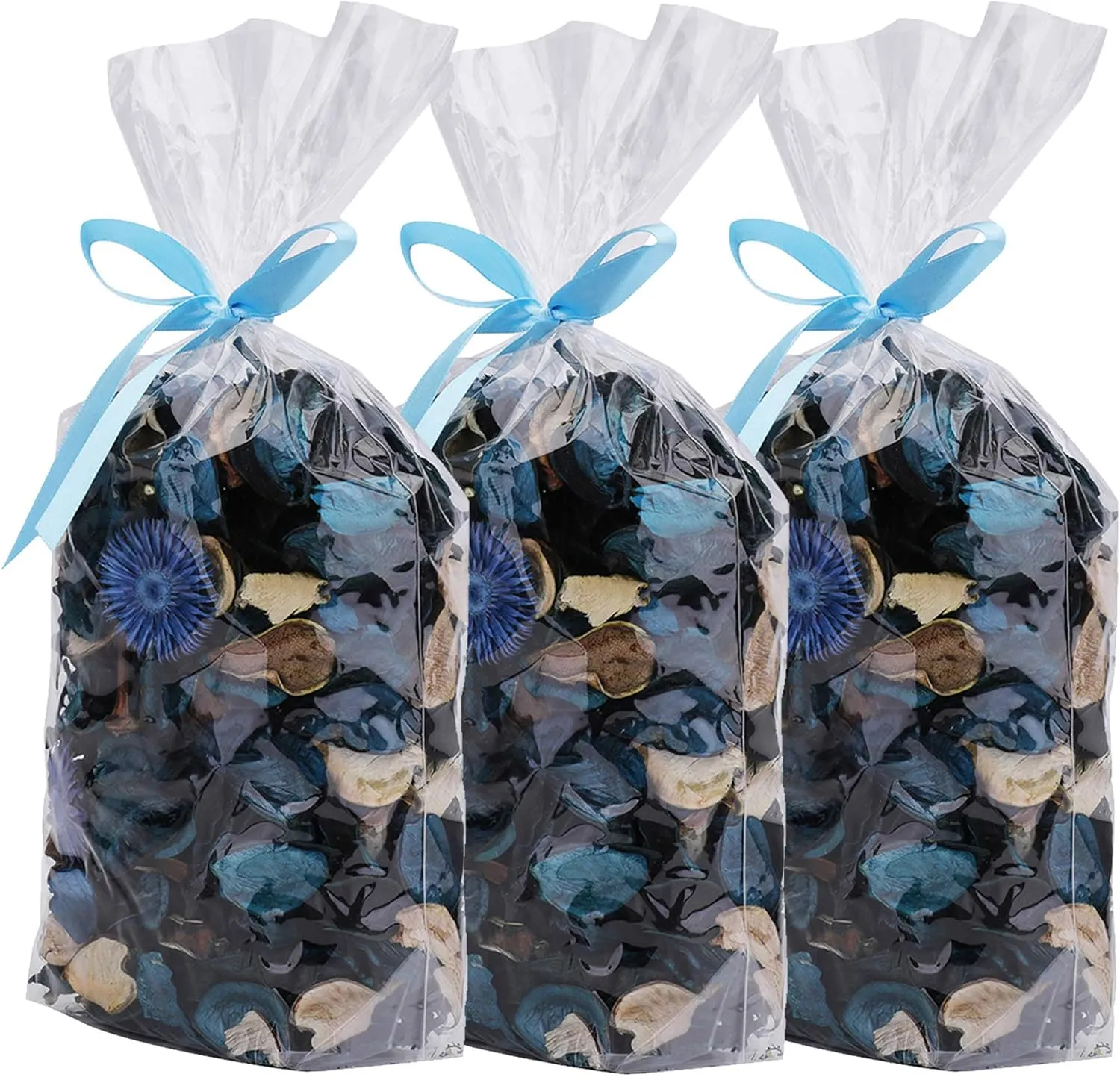 Yesland 3 Pack Potpourri Bag, Ocean Scent Fresh Perfume Sachet of Dried Flower Petals, Perfect Bowl and Vase Decorative Filler for Home & Office, 5oz (Blue)