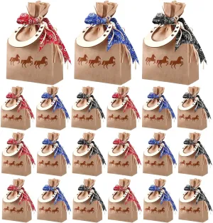 Yexiya 108 PCS Western Cowboy Gift Bags Western Party Favors With Bandana Print Ribbon and Horseshoe Pendant Cowboy Treat Bags for Birthday Party Supplies