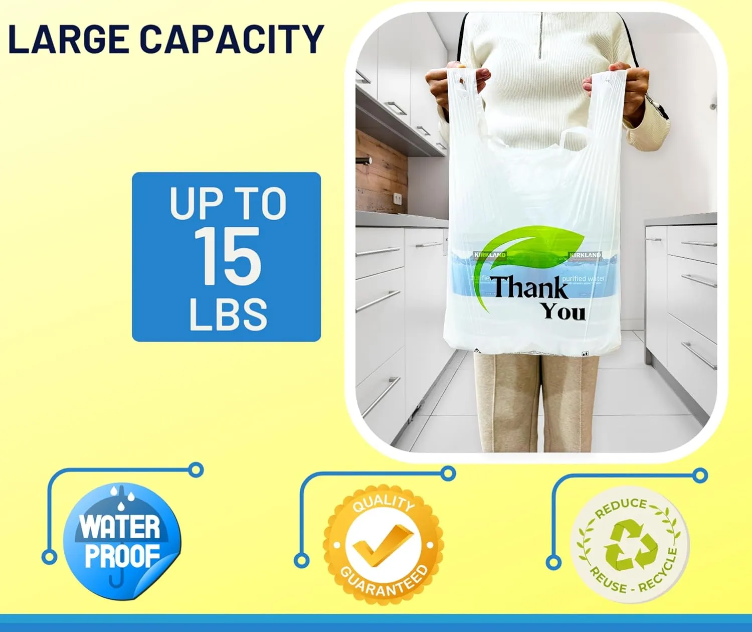 YoYoRain. 1000 Count Thank You Bags - T-Shirt Bags with Handles for Retail Shopping and Disposable Supermarket Use