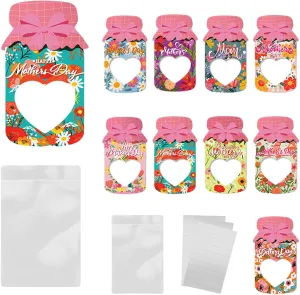 YUGSHNKFC 9/18Pcs Happy Mother's Day Candy Bags Drift Bottle Greeting Card Wedding Party Chocolate Cookie Packaging Bag