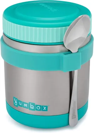 Yumbox Zuppa Leakproof Wide Mouth Thermos Food Jar 14 oz. (1.75 cups) with a removable utensil band Stays Hot 6 Hours or Cold for 12 Hours (Caicos Aqua)
