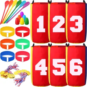 Yunsailing 38 Pack Outdoor Games Potato Sack Race Bags for Kids Adults Egg Spoon Relay Race 3 Legged Racing Bands Lawn Games for Outside Backyard Field Day Birthday Party