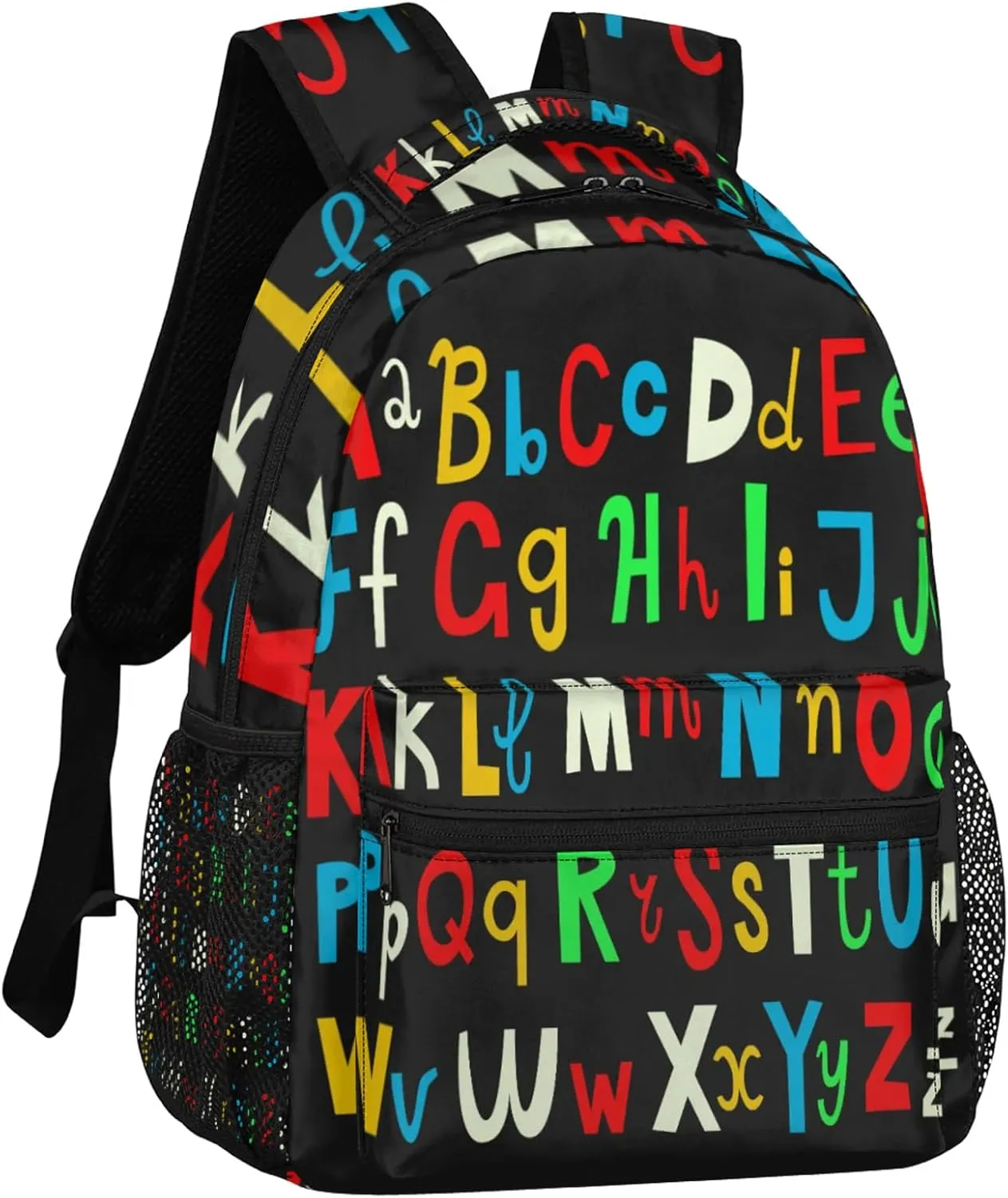 Yzrwebo Abc Alphabet Backpack, Colorful Letters Casual Daypack Computer Laptop Backpacks, Adults Sports Hiking Travel Camping Shoulder Backpack