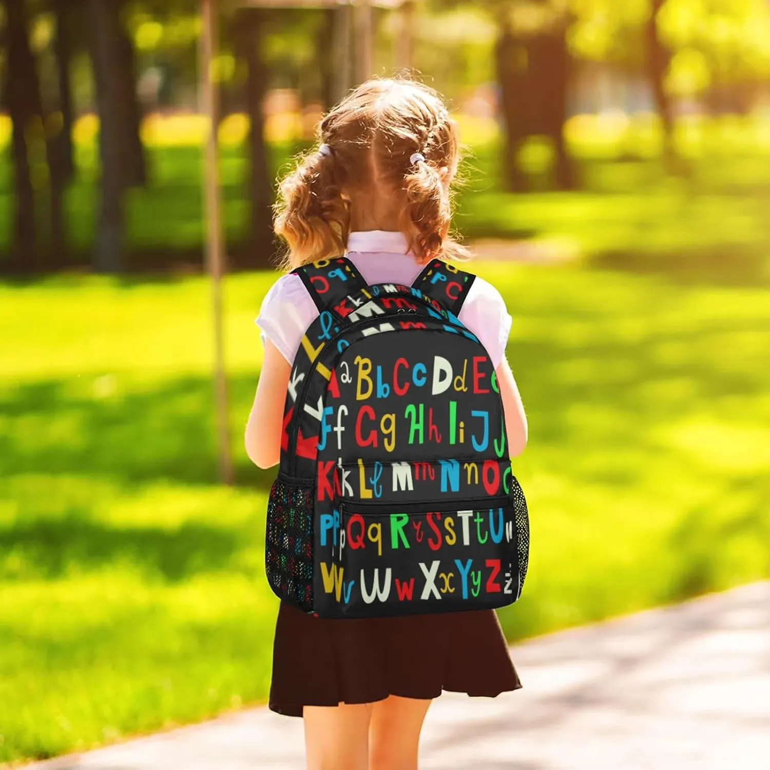 Yzrwebo Abc Alphabet Backpack, Colorful Letters Casual Daypack Computer Laptop Backpacks, Adults Sports Hiking Travel Camping Shoulder Backpack