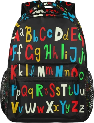 Yzrwebo Abc Alphabet Backpack, Colorful Letters Casual Daypack Computer Laptop Backpacks, Adults Sports Hiking Travel Camping Shoulder Backpack