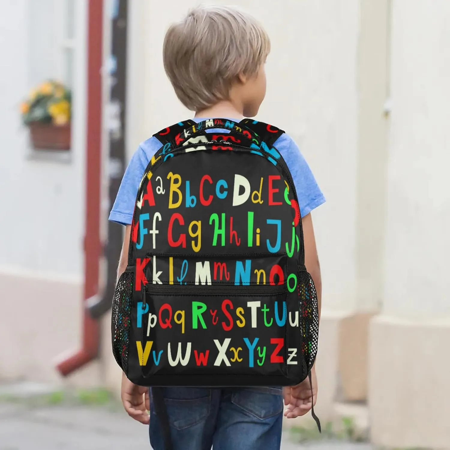 Yzrwebo Abc Alphabet Backpack, Colorful Letters Casual Daypack Computer Laptop Backpacks, Adults Sports Hiking Travel Camping Shoulder Backpack