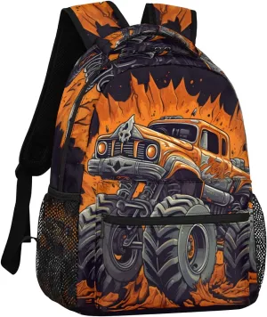 Yzrwebo Mountain Buggy Backpack for Women Man, Monster Truck Computer Laptop Backpacks Casual Daypack, Adults Sports Hiking Travel Camping Shoulder Backpack 16 IN