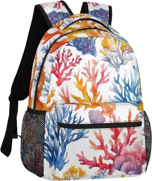 Yzrwebo Seaweed Coral Backpack for Women Man, Ocean Seaweed Computer Laptop Backpacks Casual Daypack, Adults Sports Hiking Travel Camping Shoulder Backpack 16 IN