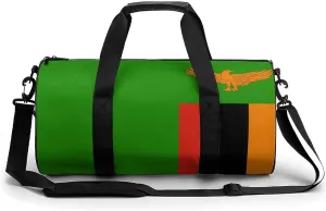 Zambia Flag Gym Bag for Girls Boys Sports Duffel with Wet Pocket Travel Weekender