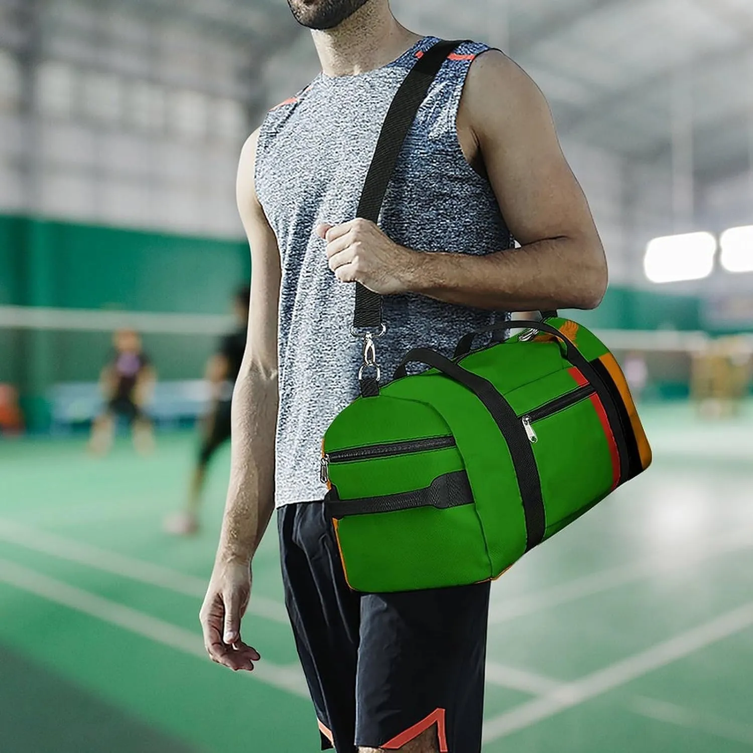 Zambia Flag Gym Duffel for Boys Girls with Shoe Compartment Travel Weekender