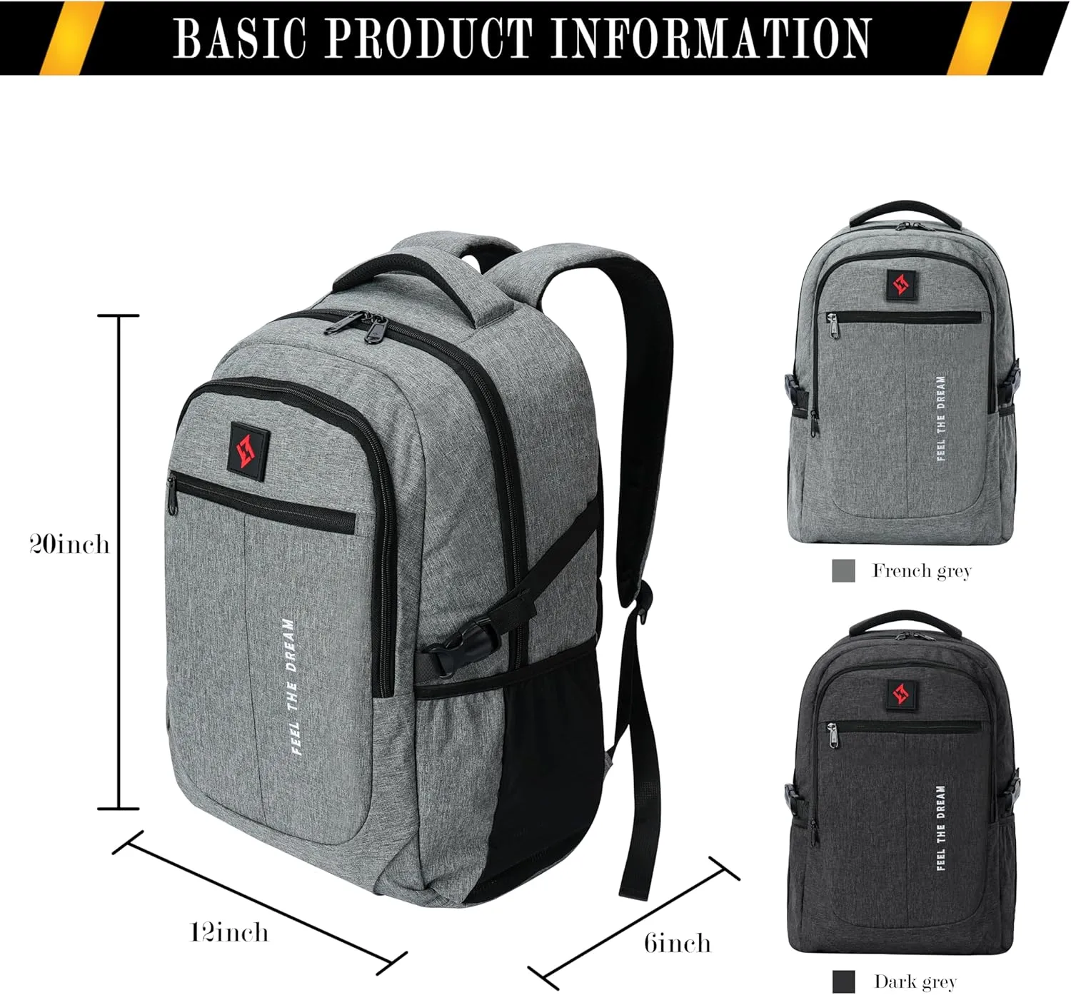 zazzy Smell Proof Backpack with Combination Lock odor proof Bag for Men & Women Travel Backpack Gray