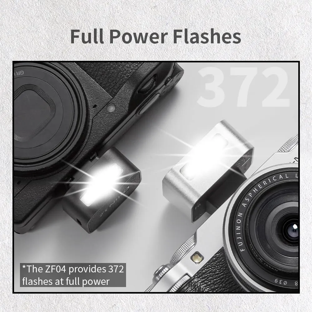 ZF08 Mini Camera Flash Speedlite- On Camera Flash GN16, 5 Power Levels, CCT 6500k ±200k with Universal Hot Shoe Mount ＜3s Fast Recycling for Sony/Canon/Nikon/Panasonic/Olympus (Silver, ZF08)