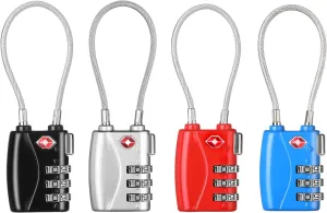 ZHEGE Luggage Locks 4 Pack - TSA Approved, Cable Travel Lock for Gym, School, Suitcases, Baggage with Alloy Body 4colors