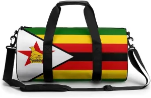 Zimbabwe Flag Waterproof Sports Gym Bag with Dry Wet Separation for Travel Overnight