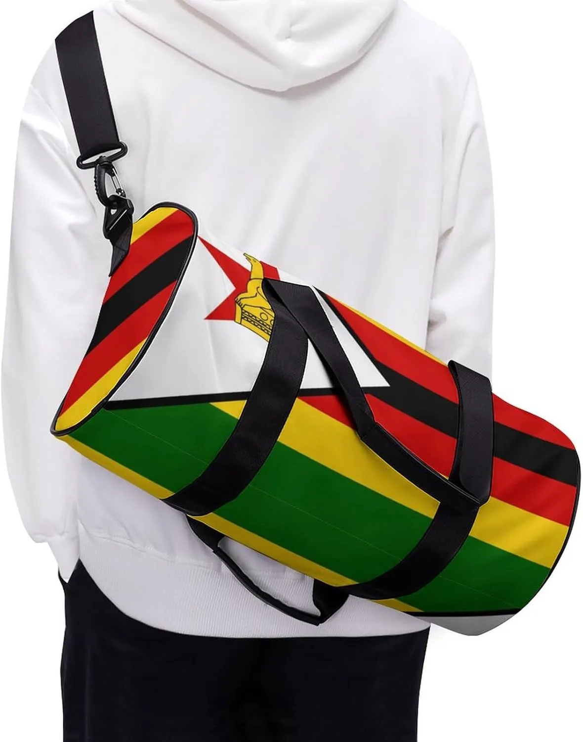 Zimbabwe Flag Waterproof Sports Gym Bag with Dry Wet Separation for Travel Overnight