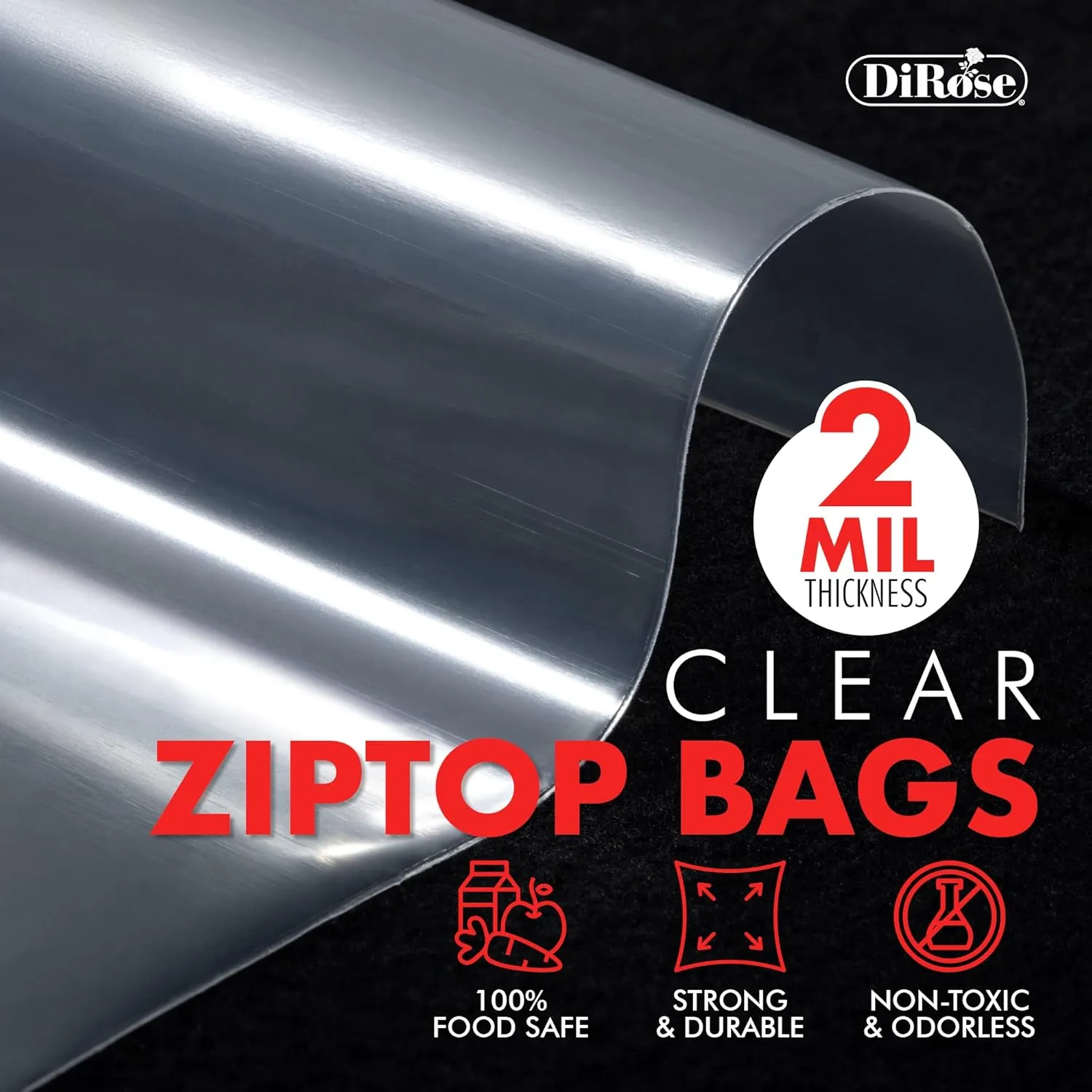 Zip Bags Clear Plastic With Zipper Seal - By DiRose | Resealable, Strong, Thick, Sturdy| For Organizing, Travel, Shipping, Packaging, and Storage | 9X12 | 100 Pack