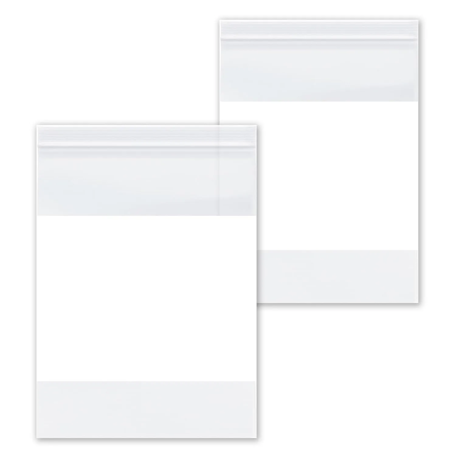 Zipper with White Block Reclosable Plastic Bags 12" x 15" 4 Mil Clear Large Polybag 1000 Count