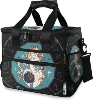 Zodiac-sign-virgo Insulated Lunch Box Men Women, Large Reusable Lunch Bag for Office Work Picnic Beach, Leakproof Cooler Bag with Adjustable Shoulder Strap for Adult