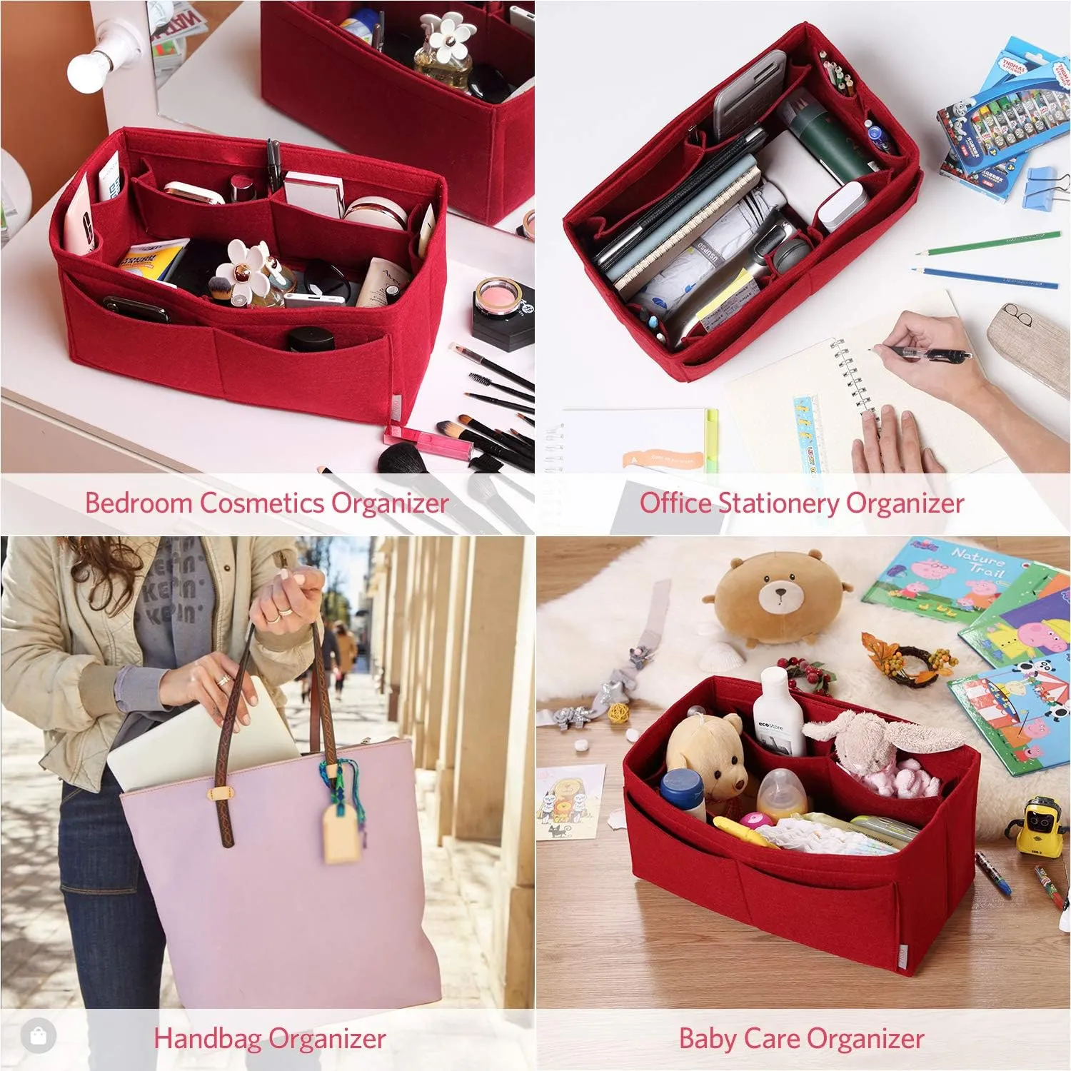 ZTUJO Felt Purse Organizer, Multi Pocket Bag in Bag Organizer For Tote & Handbag Shaper, Speedy 30, Speedy 35 and Speedy 40