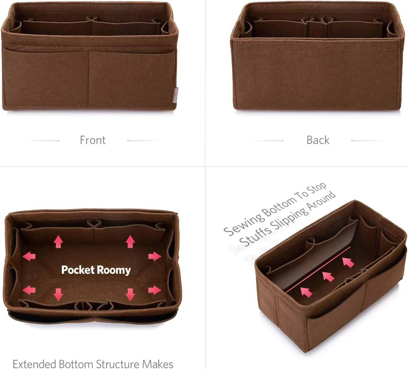 ZTUJO Felt Purse Organizer, Multi Pocket Bag in Bag Organizer For Tote & Handbag Shaper, Speedy 30, Speedy 35 and Speedy 40