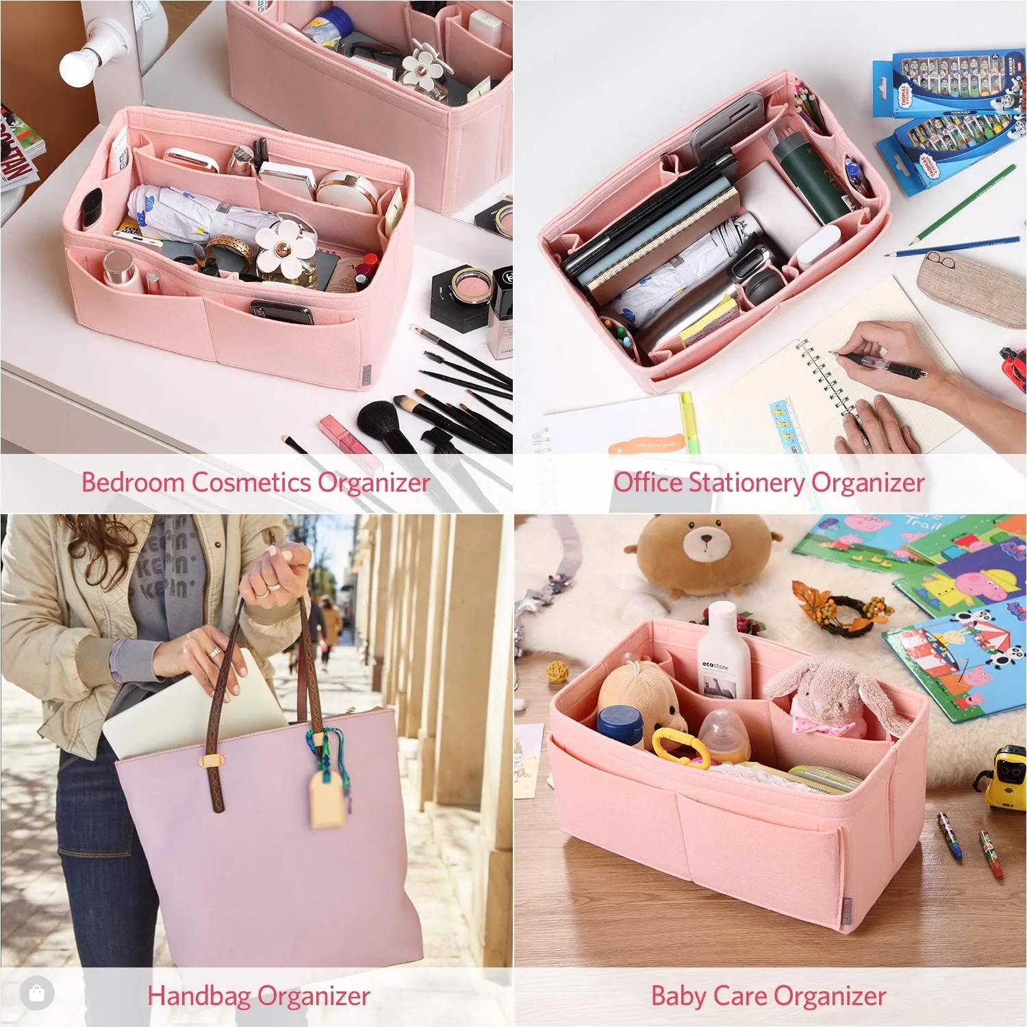 ZTUJO Felt Purse Organizer, Multi Pocket Bag in Bag Organizer For Tote & Handbag Shaper, Speedy 30, Speedy 35 and Speedy 40
