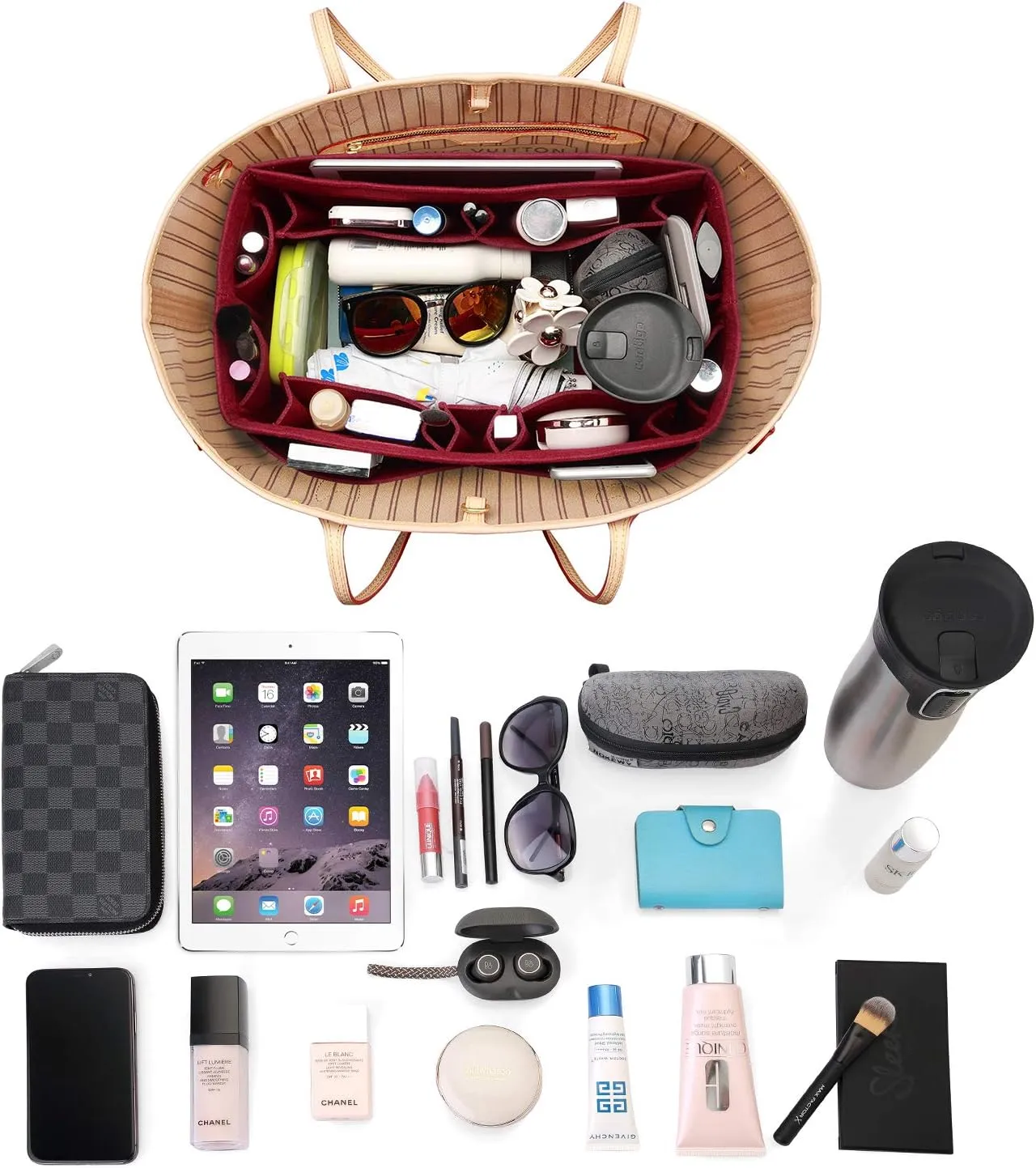 ZTUJO Felt Purse Organizer, Multi Pocket Bag in Bag Organizer For Tote & Handbag Shaper, Speedy 30, Speedy 35 and Speedy 40