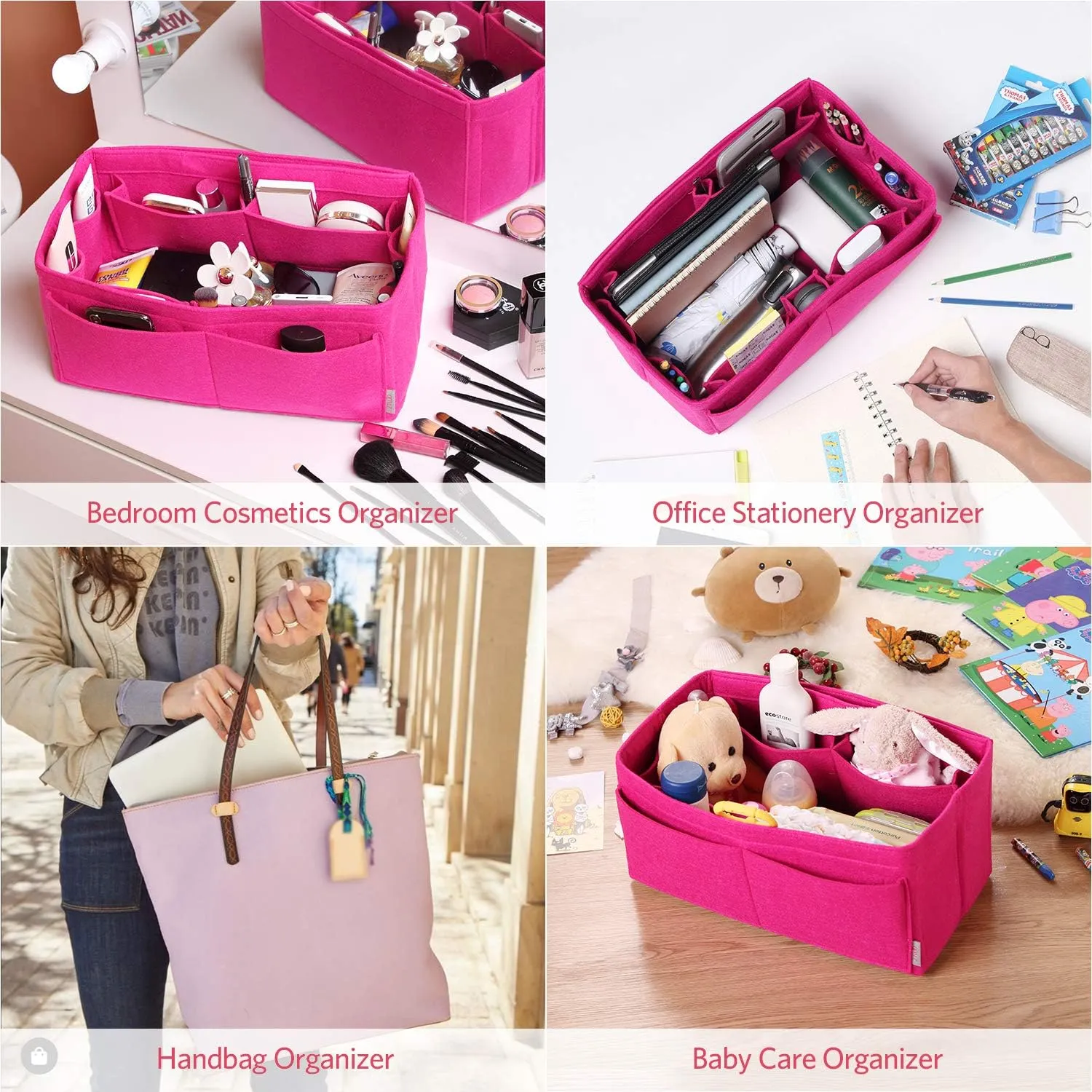 ZTUJO Felt Purse Organizer, Multi Pocket Bag in Bag Organizer For Tote & Handbag Shaper, Speedy 30, Speedy 35 and Speedy 40