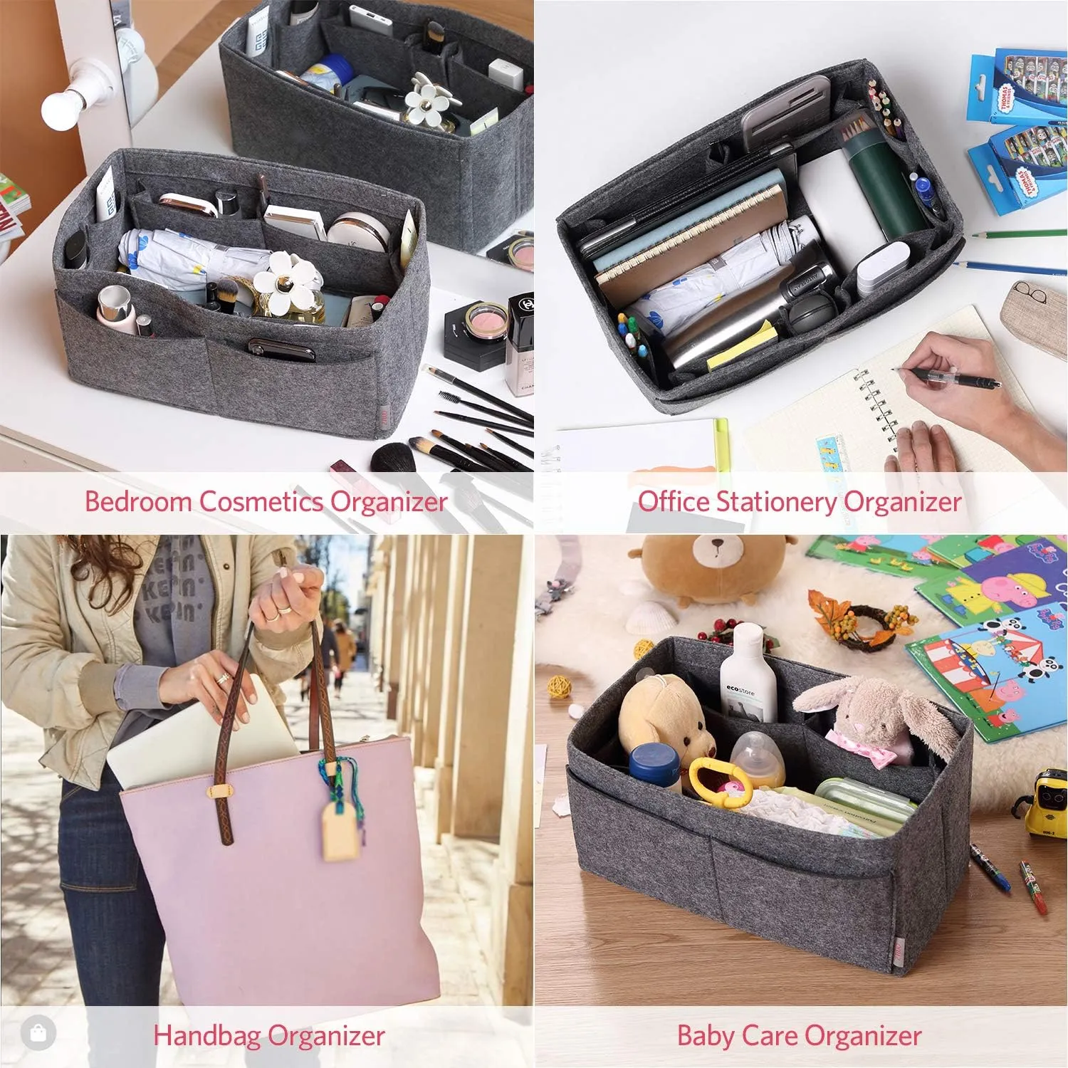 ZTUJO Felt Purse Organizer, Multi Pocket Bag in Bag Organizer For Tote & Handbag Shaper, Speedy 30, Speedy 35 and Speedy 40