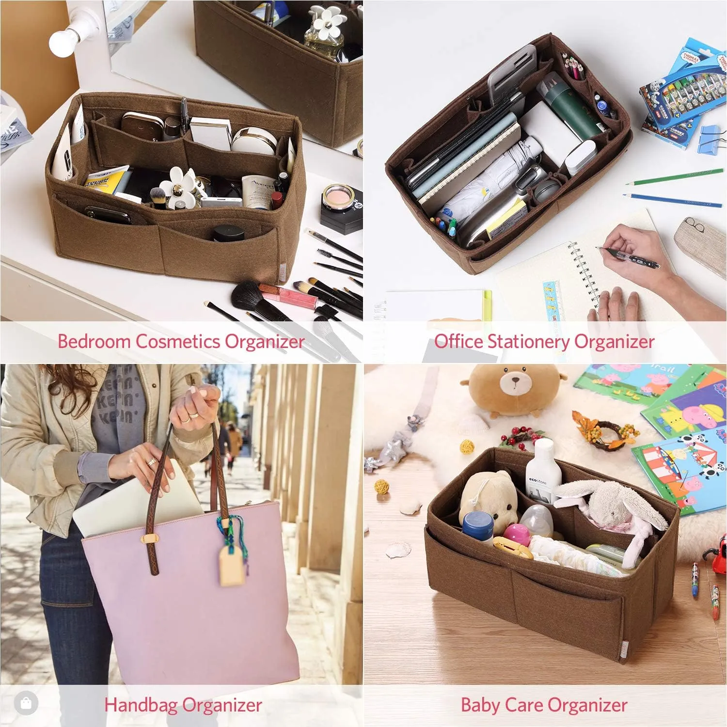 ZTUJO Felt Purse Organizer, Multi Pocket Bag in Bag Organizer For Tote & Handbag Shaper, Speedy 30, Speedy 35 and Speedy 40