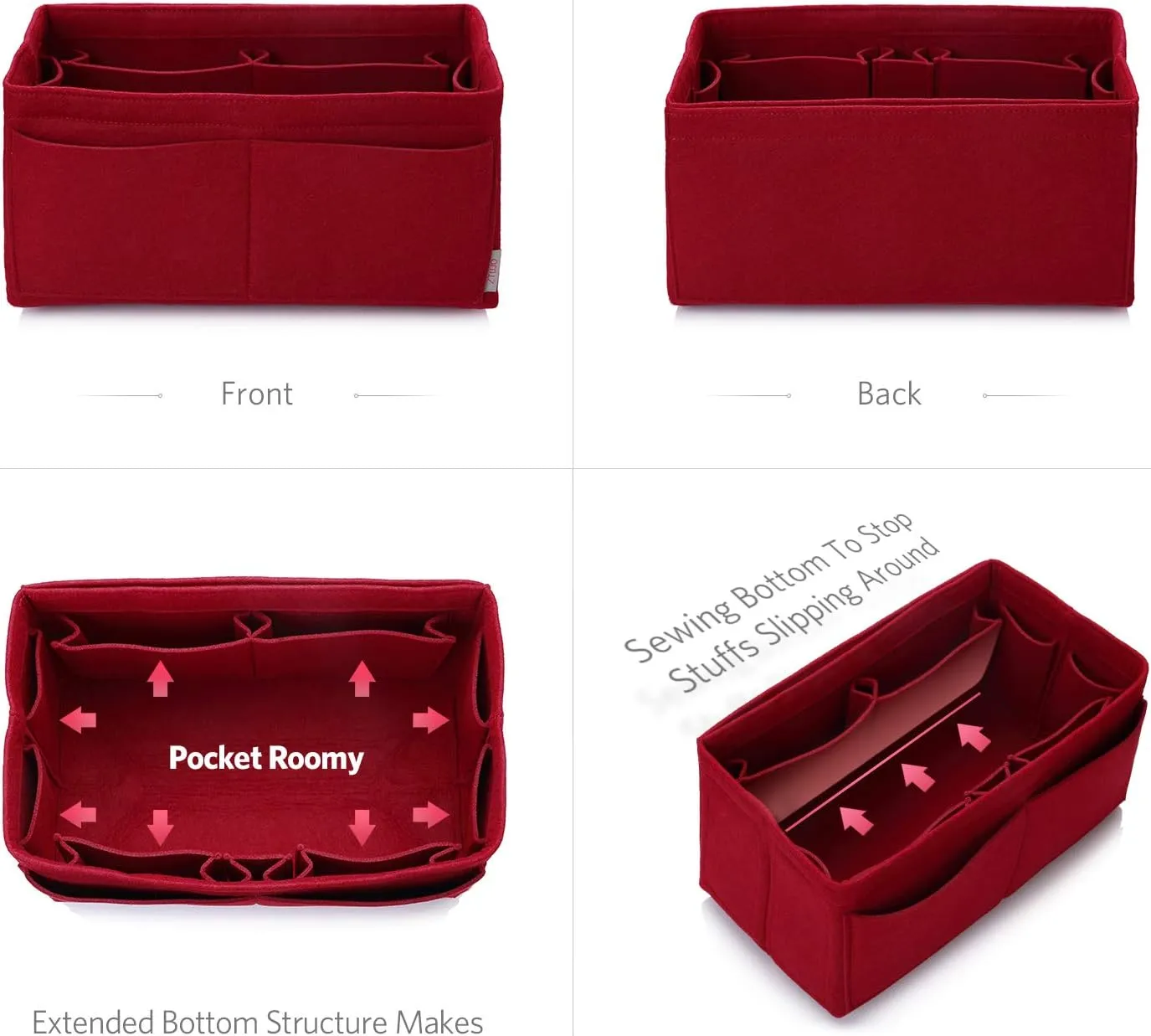 ZTUJO Felt Purse Organizer, Multi Pocket Bag in Bag Organizer For Tote & Handbag Shaper, Speedy 30, Speedy 35 and Speedy 40
