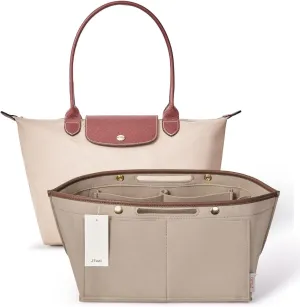 ZTUJO Purse Organizer Insert For Le Pliage, Compatible with Longchamp Le Pliage Shoulder Bag S/L, Top Handle S/M，Energy S/L, Xtra S, Longchamp Organizer Insert (Beige, Medium)