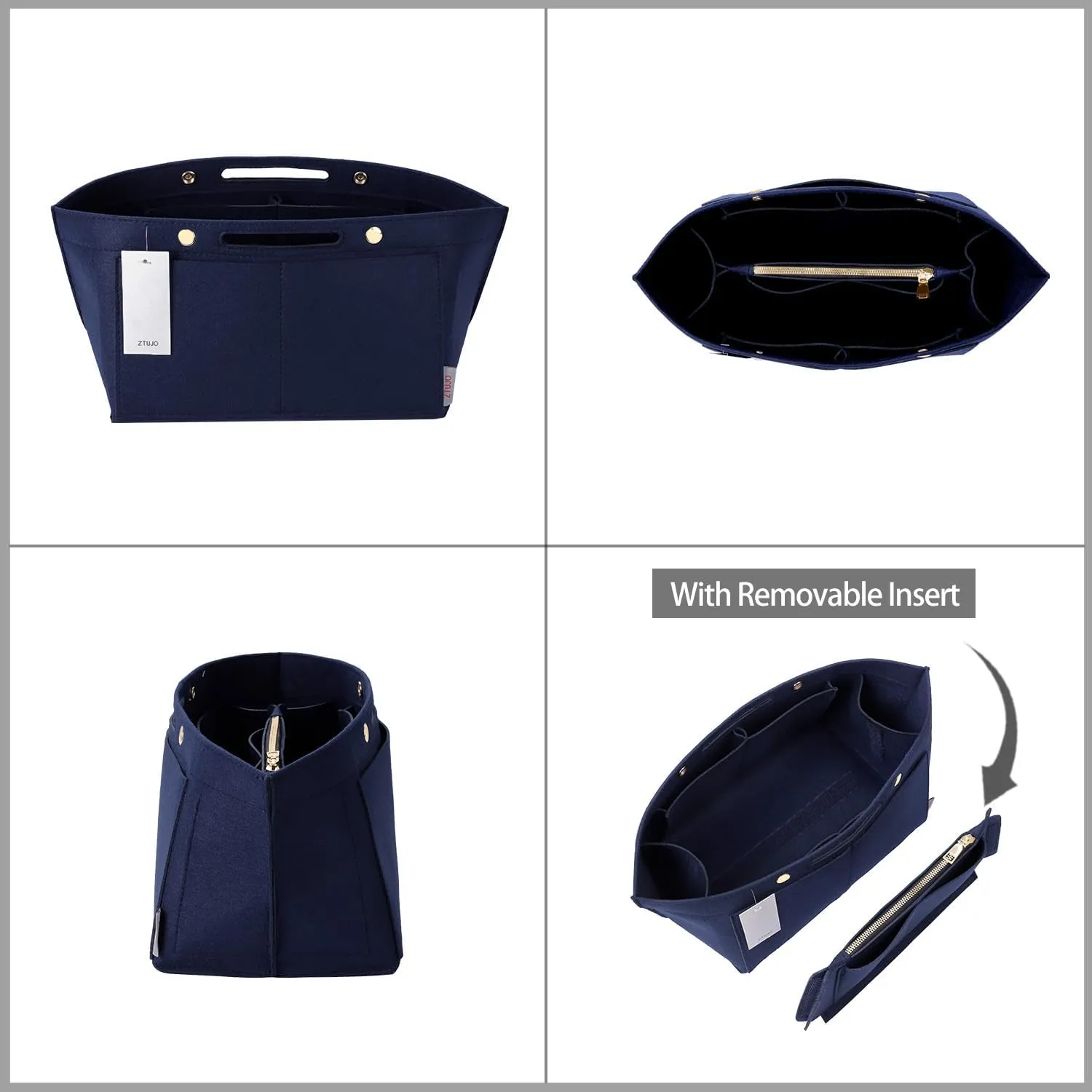 ZTUJO Purse Organizer Insert for le pliage, Compatible with Longchamp Le Pliage Top Handle S/M,Shoulder Bag S/L (Navy Blue, Medium For Shoulder Bag S)