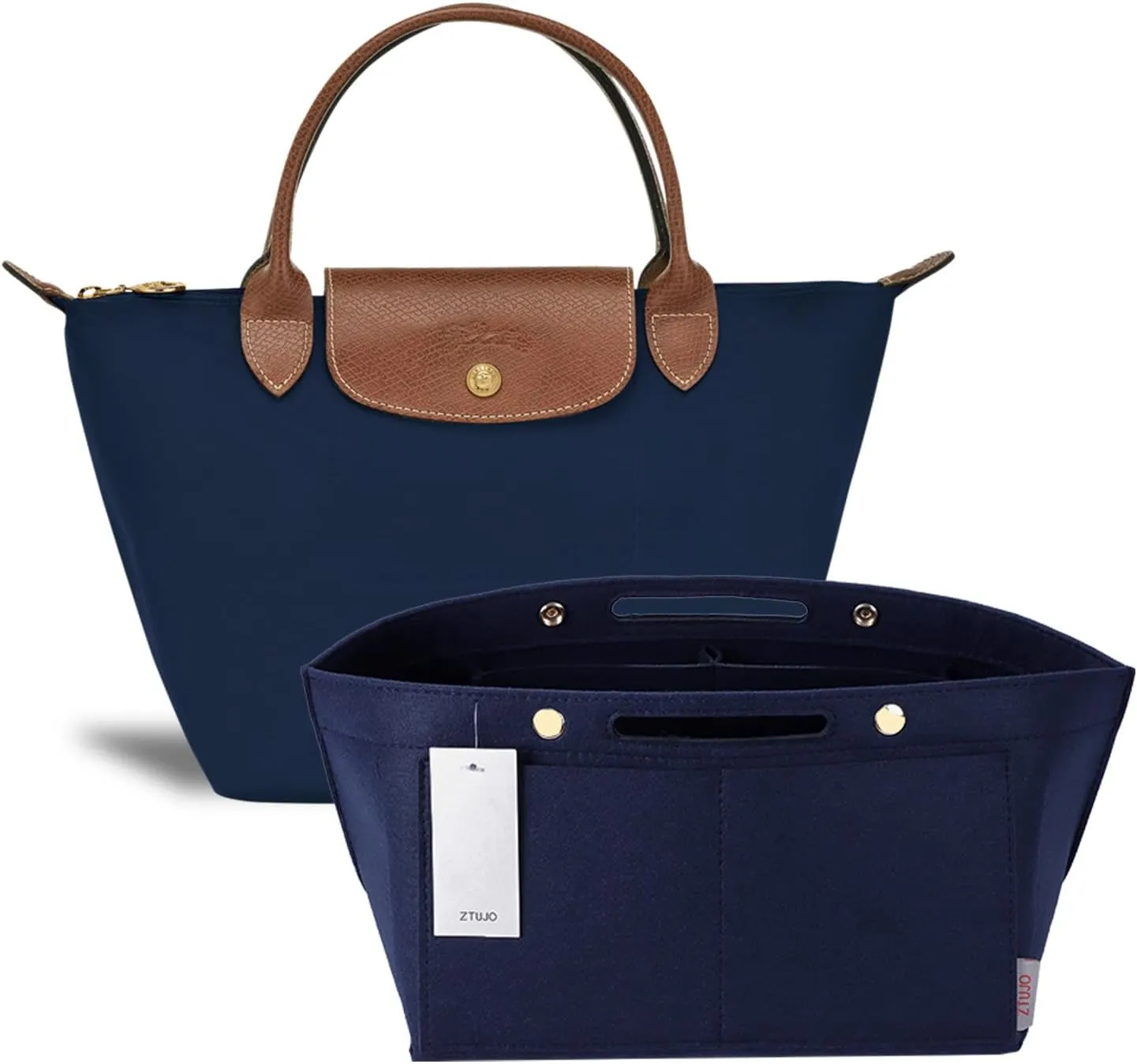 ZTUJO Purse Organizer Insert for le pliage, Compatible with Longchamp Le Pliage Top Handle S/M,Shoulder Bag S/L (Navy Blue, Medium For Shoulder Bag S)