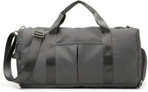 ZUEVI Sports Gym Duffel Bag for Men or Women Waterproof Weekender Travel Bag with Shoes Compartment Dry and Wet Separation for Training Swim Yoga(Grey)