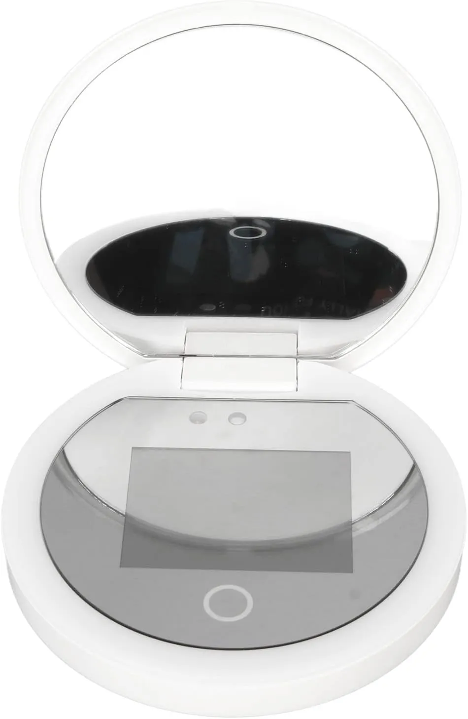 Zyyini Mirror, 3.5 Inch Travel Compact Mirror with Camera for Sunscreen Test, 2X Magnification Portable Lighted Mirror for Handbag, Gifts for Mom Girlfrined