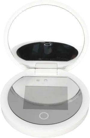 Zyyini Mirror, 3.5 Inch Travel Compact Mirror with Camera for Sunscreen Test, 2X Magnification Portable Lighted Mirror for Handbag, Gifts for Mom Girlfrined